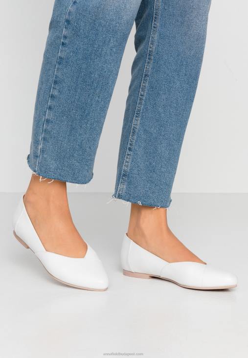 Anna Field nők bőr balerina balett pumpák fehér RTVD2135