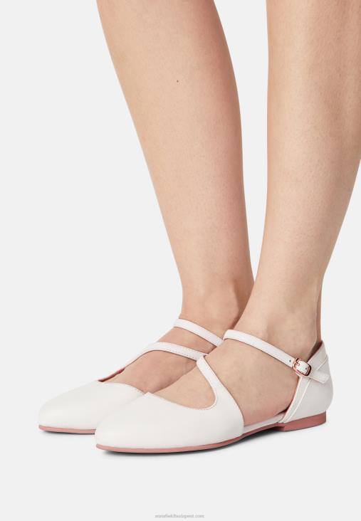 Anna Field nők bőr bokapántos balettpumpák fehér RTVD2167