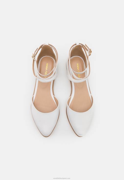 Anna Field nők bőr bokapántos balettpumpák fehér RTVD2180