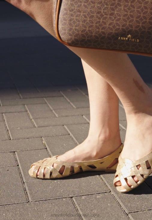 Anna Field nők bőr peeptoe balett pumpák arany RTVD2131