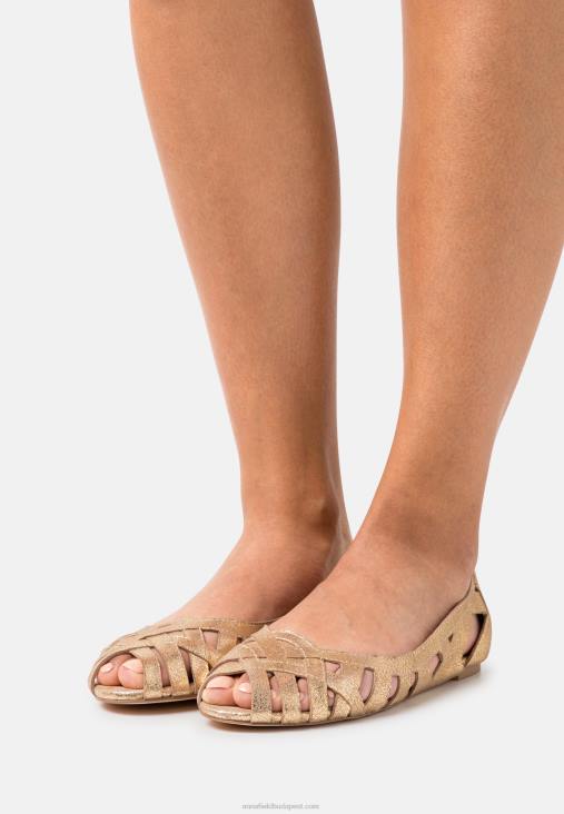 Anna Field nők bőr peeptoe balett pumpák arany RTVD2131