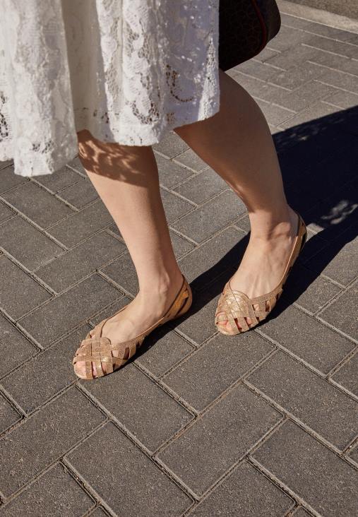 Anna Field nők bőr peeptoe balett pumpák arany RTVD2131