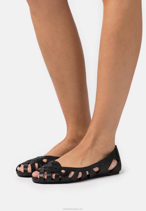 Anna Field nők bőr peeptoe balettpumpák fekete RTVD2148