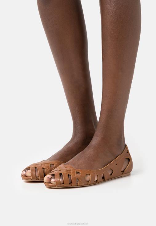 Anna Field nők bőr peeptoe balettpumpák konyak RTVD2125