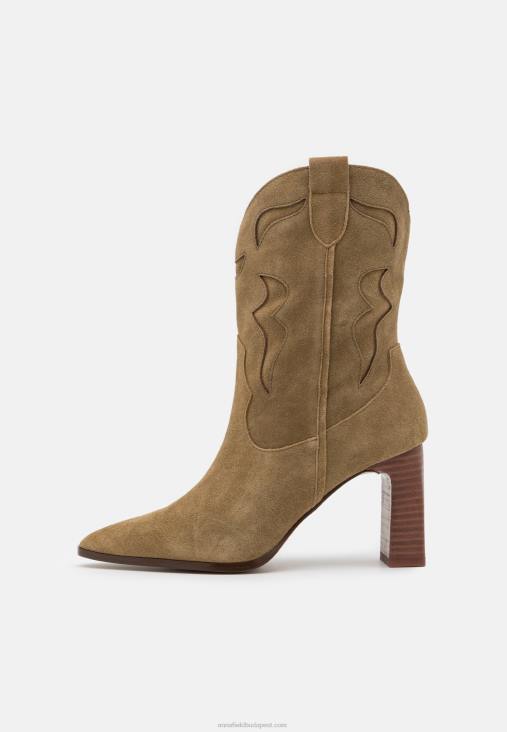 Anna Field nők bőr cowboy/biker bokacipő khaki RTVD2051