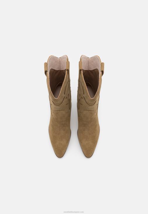 Anna Field nők bőr cowboy/biker bokacipő khaki RTVD2051