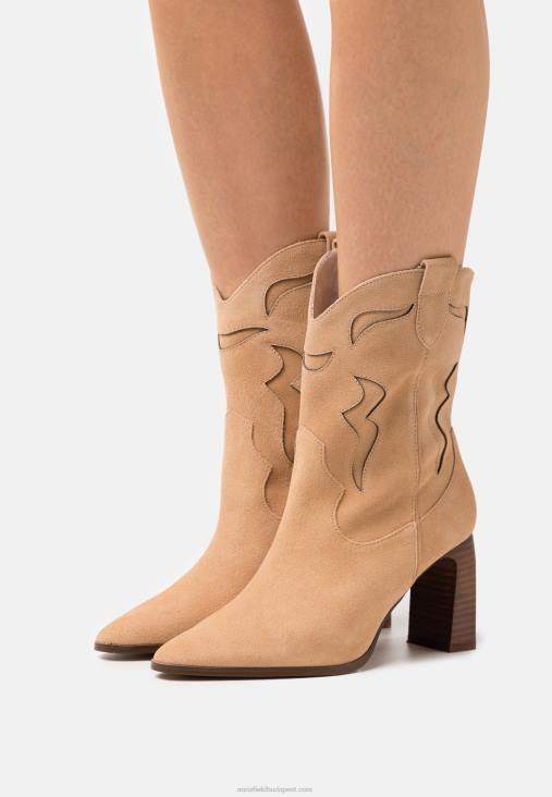 Anna Field nők bőr cowboy/biker bokacsizma bézs RTVD2052