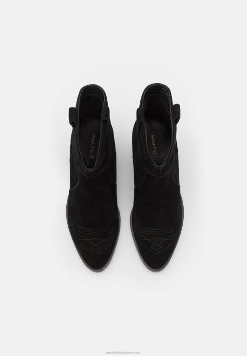 Anna Field nők bőr cowboy/motoros bokacsizma fekete RTVD2050