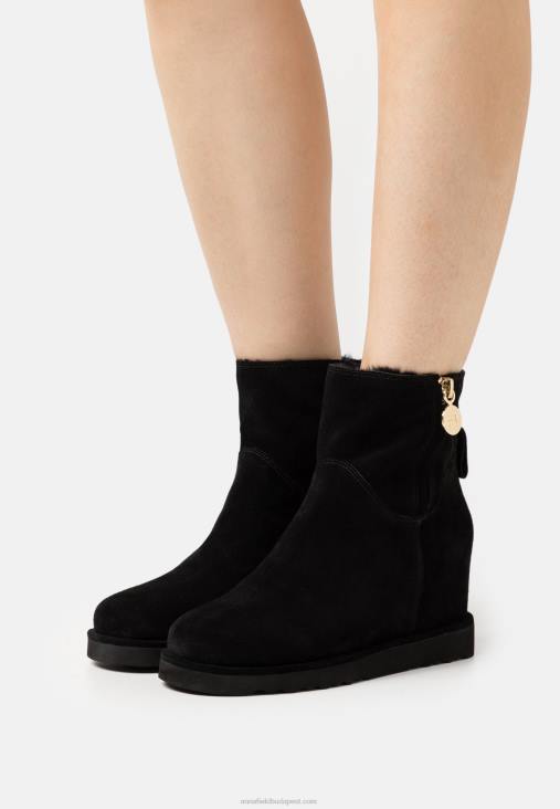 Anna Field nők bőr téli csizma bokacsizma fekete RTVD1911