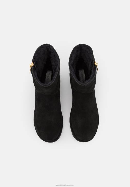 Anna Field nők bőr téli csizma bokacsizma fekete RTVD1911