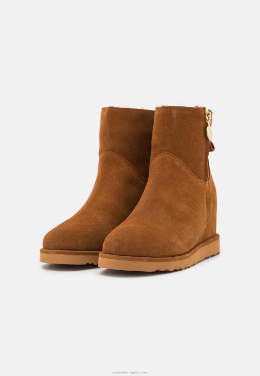 Anna Field nők bőr téli csizma bokacsizma konyak RTVD1916