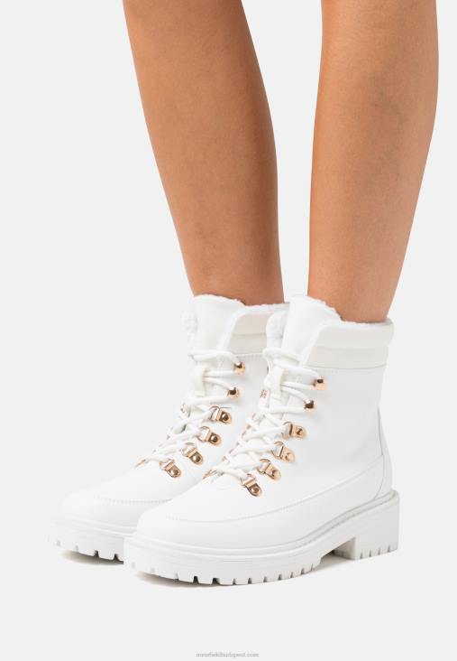 Anna Field nők téli csizma fűzős bokacsizma fehér RTVD2046