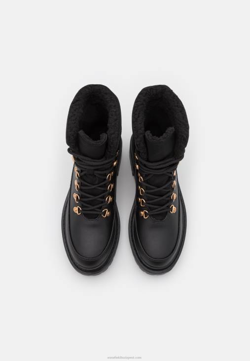 Anna Field nők téli csizma fűzős bokacsizma fekete RTVD2030