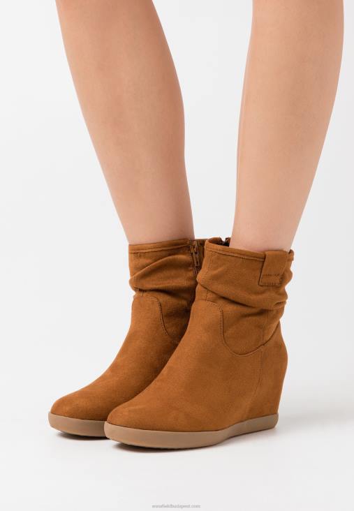 Anna Field nők téli csizma ék bokacsizma konyak RTVD2064