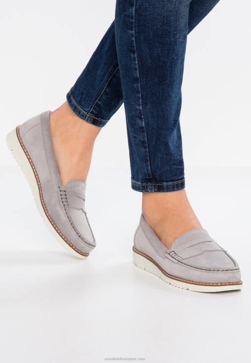 Anna Field nők kényelmes bőr slip-ons szürke RTVD1784