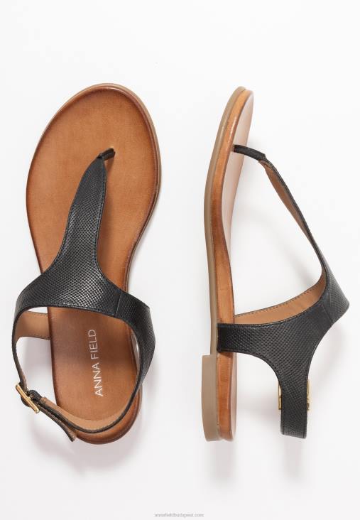 Anna Field nők bőr t-bar szandál fekete RTVD1521