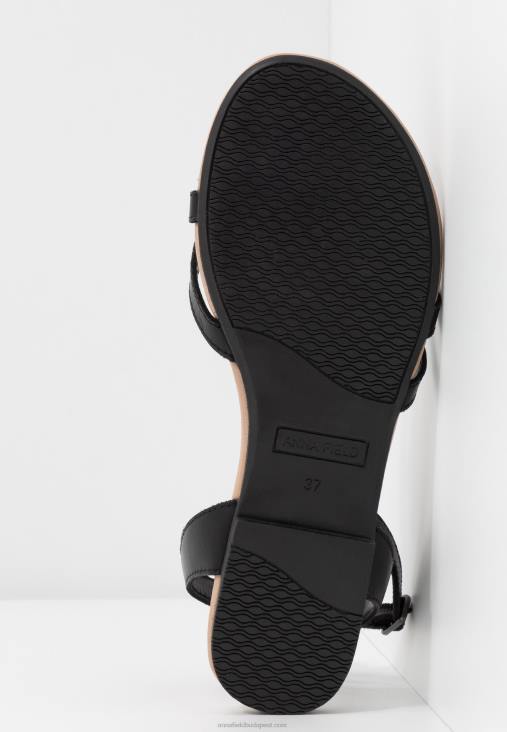 Anna Field nők bőr t-bar szandál fekete RTVD1523