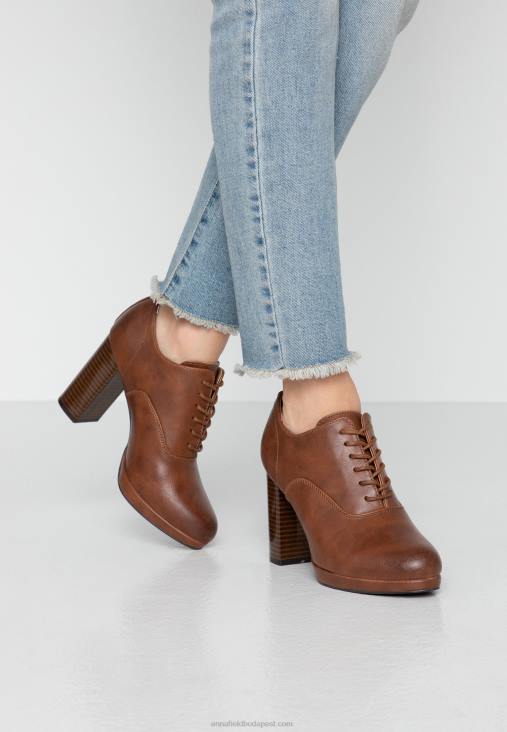 Anna Field nők kényelmes magas sarkú bokacsizma konyak RTVD1748