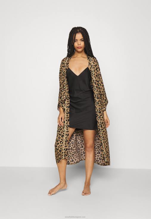 Anna Field nők egyszerű szatén hálóing fekete RTVD1044