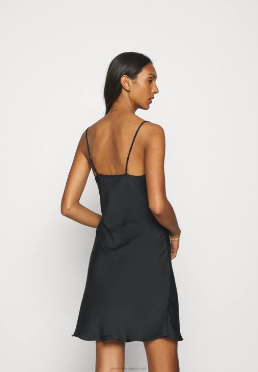 Anna Field nők kalapált szatén hálóing fekete RTVD1050