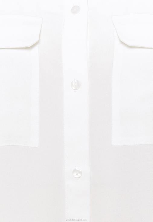 Anna Field nők alap blúz elülső zsebekkel gombolható blúz törtfehér RTVD671