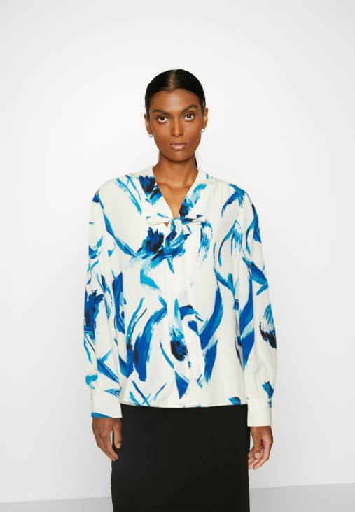 Anna Field nők gombos blúz fehér, kék RTVD679