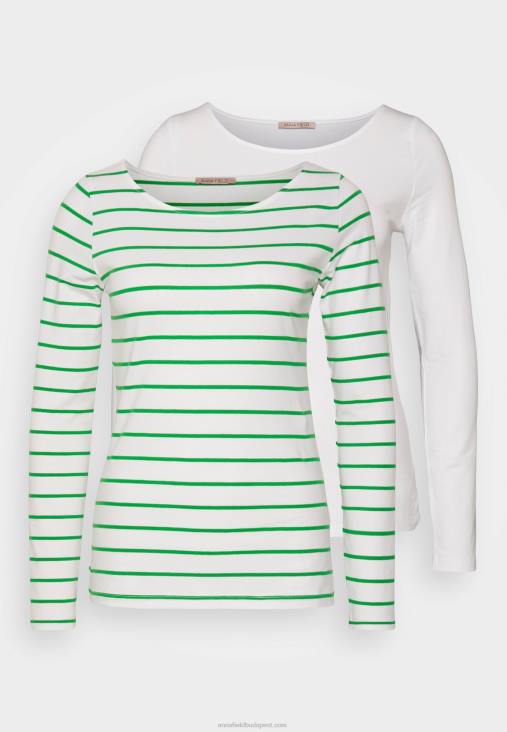Anna Field nők 2 csomag hosszú ujjú felső fehér/zöld RTVD562