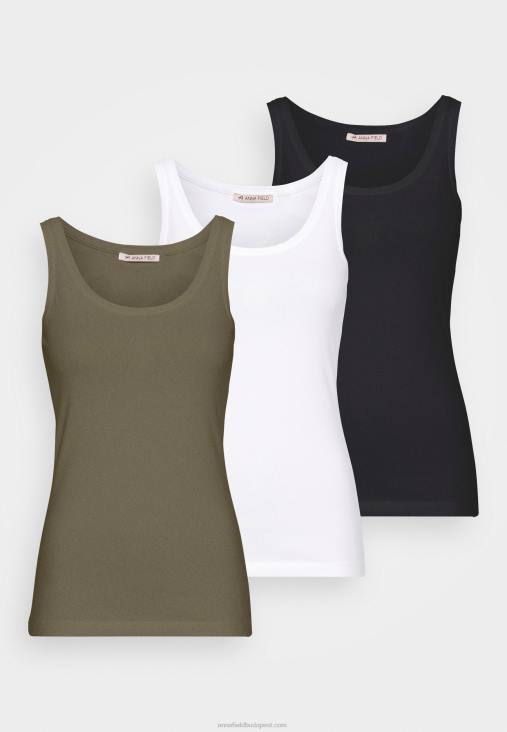 Anna Field nők alap tank 3er pack top fekete/fehér/khaki RTVD397