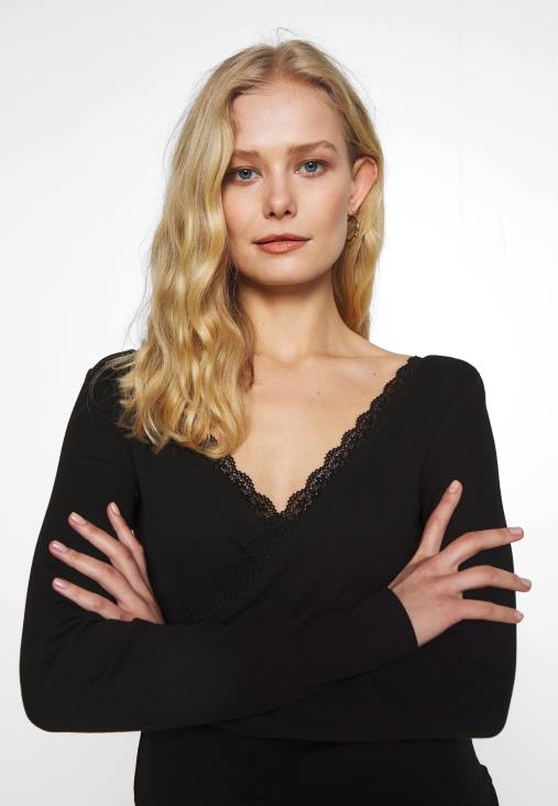 Anna Field nők hosszú ujjú felső fekete RTVD516