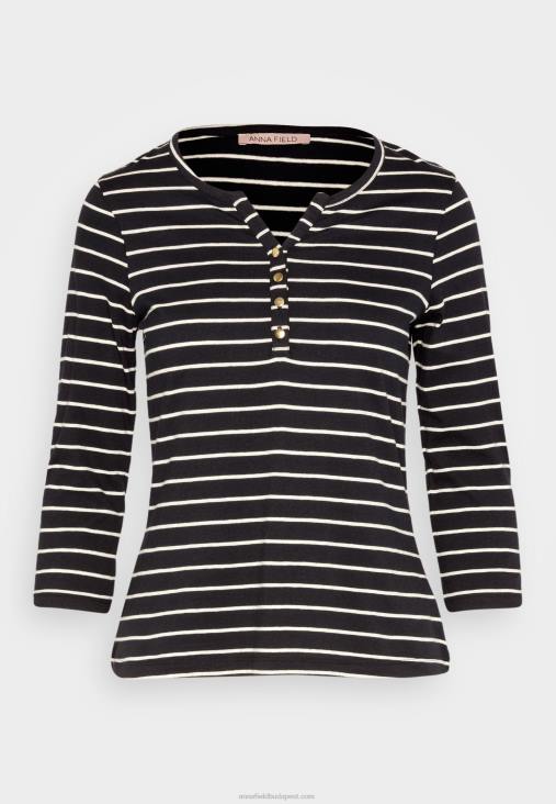 Anna Field nők hosszú ujjú felső fekete fehér RTVD531