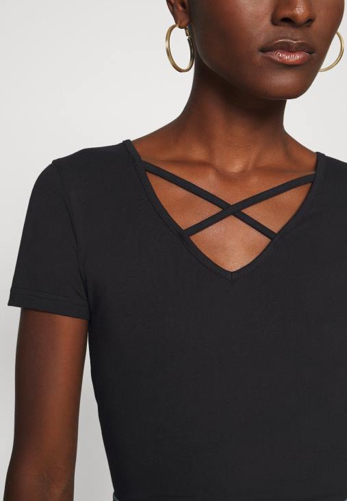 Anna Field nők nyomott póló fekete RTVD249