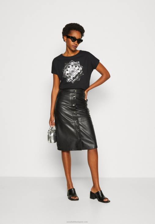 Anna Field nők nyomott póló fekete RTVD332