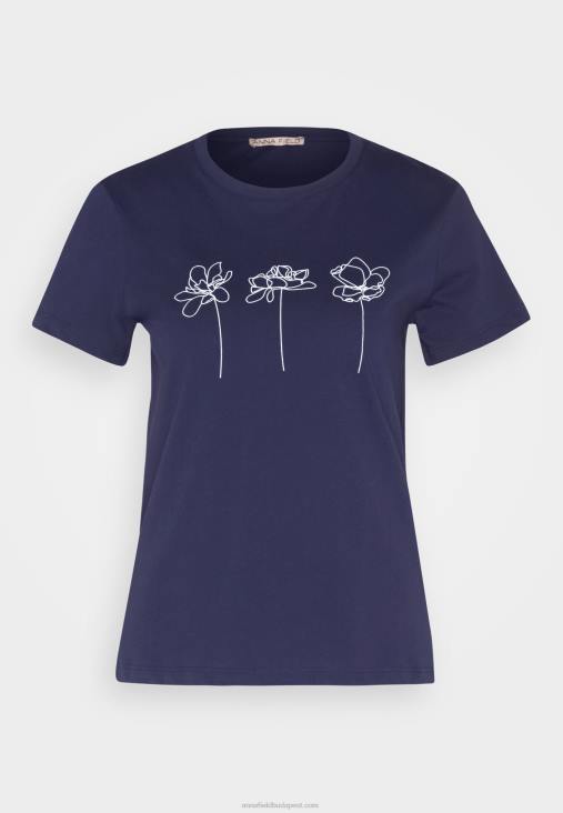 Anna Field nők nyomott póló sötétkék RTVD313