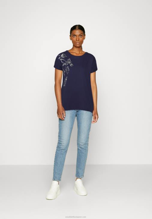 Anna Field nők nyomott póló sötétkék RTVD362