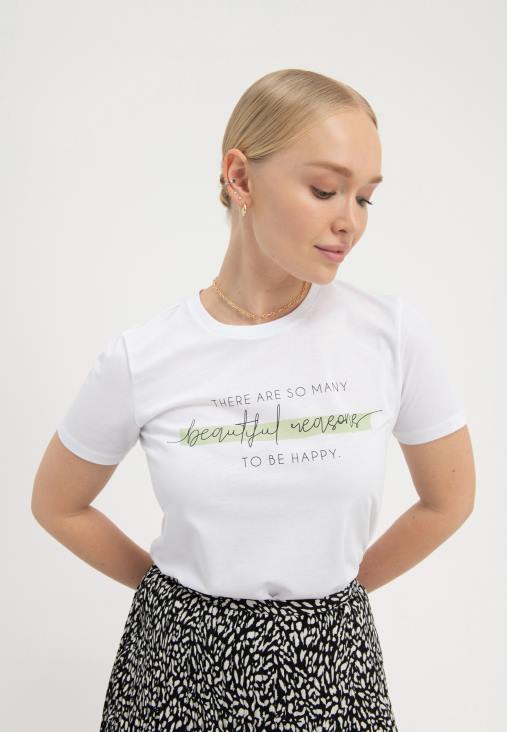 Anna Field nők nyomtatott póló fehér RTVD239