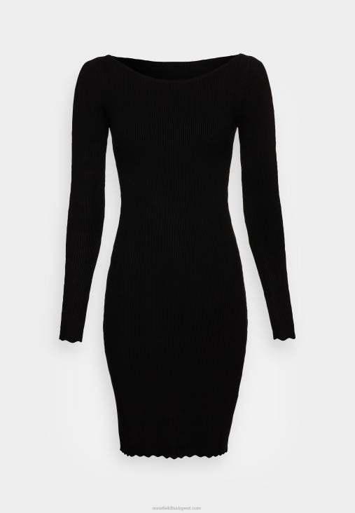 Anna Field nők boat ausschnitt mini stricckleid mit geschweiften rndern jumper ruha fekete RTVD230