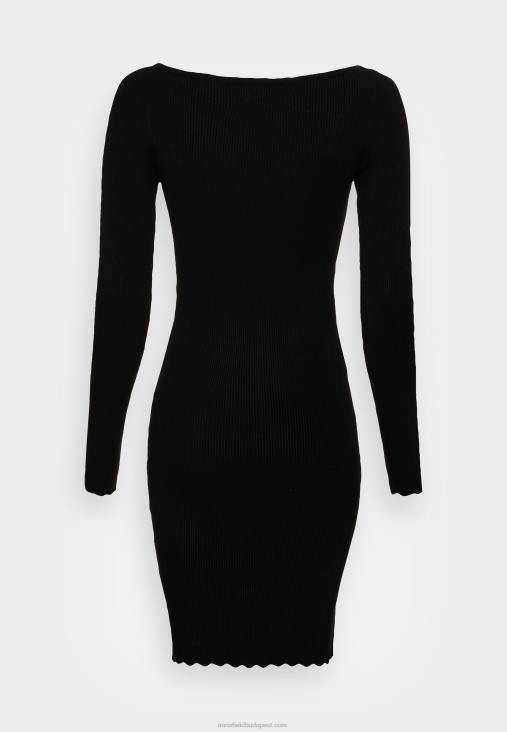 Anna Field nők boat ausschnitt mini stricckleid mit geschweiften rndern jumper ruha fekete RTVD230