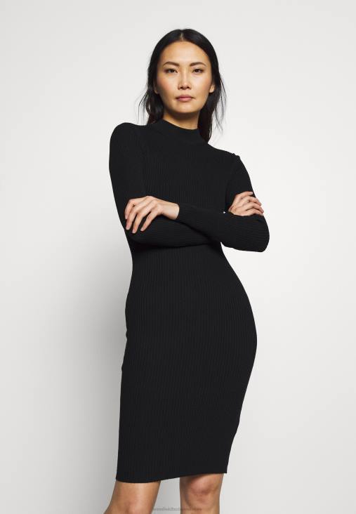 Anna Field nők crew ausschnitt bodycon ripp mini stricckleid shift ruha fekete RTVD204