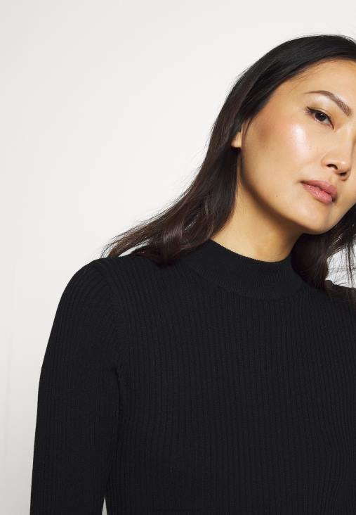 Anna Field nők crew ausschnitt bodycon ripp mini stricckleid shift ruha fekete RTVD204