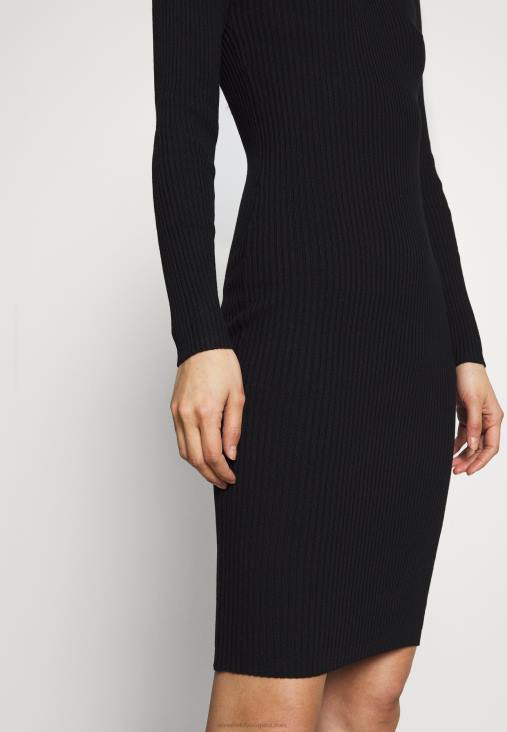 Anna Field nők crew ausschnitt bodycon ripp mini stricckleid shift ruha fekete RTVD204