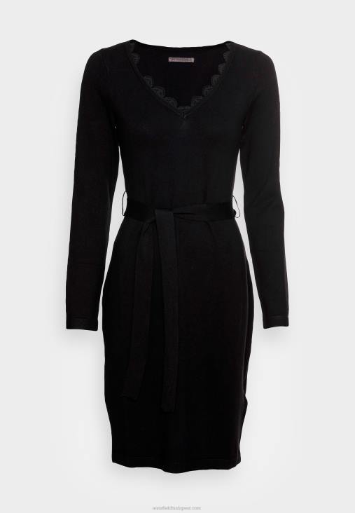 Anna Field nők csipke betét v nyakkivágással bő ruha pulóver ruha fekete RTVD227