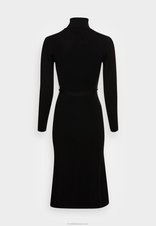 Anna Field nők rollkragen ripp mini stricckleid mit grtel jumper ruha fekete RTVD234