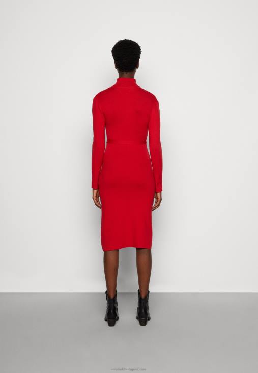 Anna Field nők rollkragen ripp mini stricckleid mit grtel jumper ruha piros RTVD232