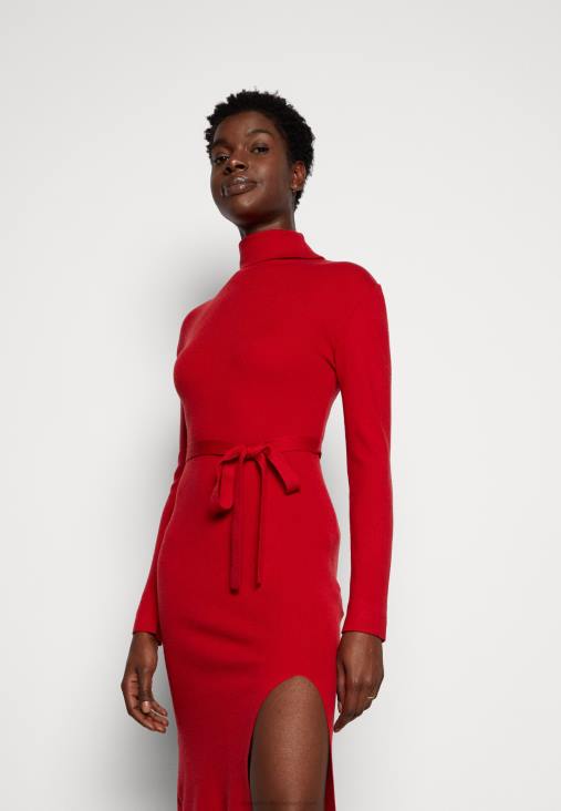 Anna Field nők rollkragen ripp mini stricckleid mit grtel jumper ruha piros RTVD232