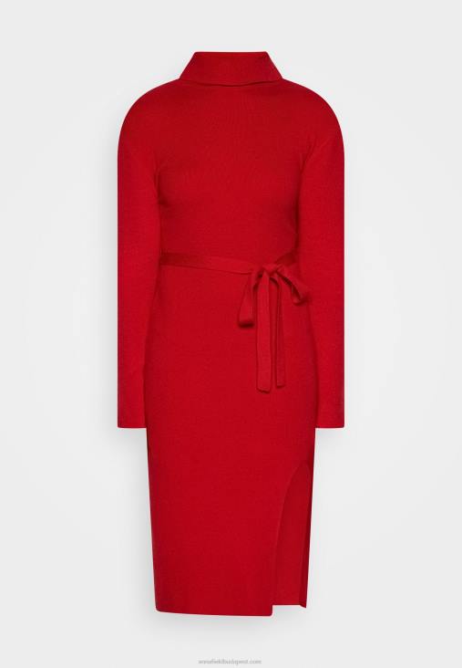 Anna Field nők rollkragen ripp mini stricckleid mit grtel jumper ruha piros RTVD232