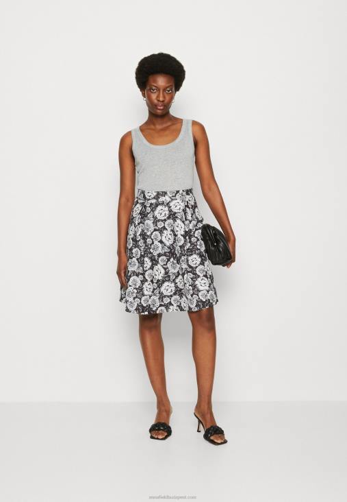 Anna Field nők redős szoknya fekete/fehér RTVD777