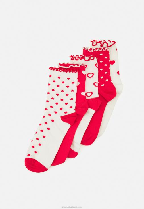 Anna Field nők 5 csomag fehér/piros zokni RTVD1130