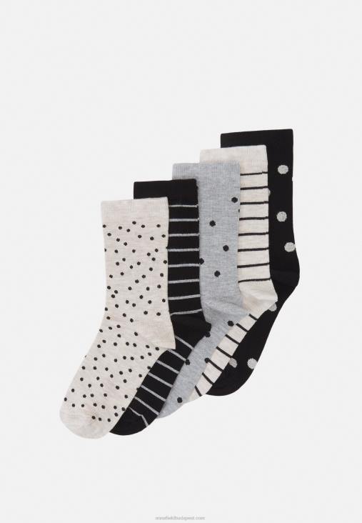 Anna Field nők 5 csomagos zokni szürke/fekete RTVD1142