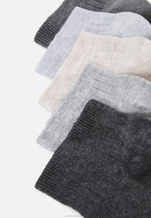 Anna Field nők puha bordás sneaker zokni 5 csomagos zokni szürke/bézs RTVD1135